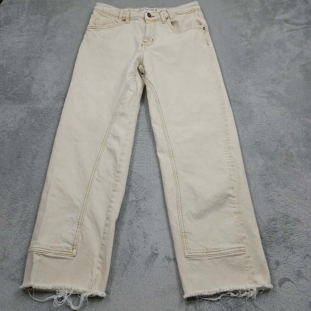 We The Free Jeans Womens 29 Brown Denim High Rise Straight Boho Frayed